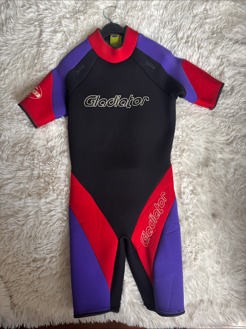 Boys Shorty Wetsuit - Black, Red & Purple